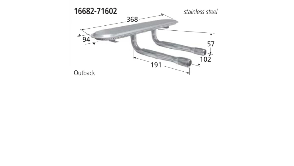 16682-71602 BBQ Burner - Outback 3 16682-71602 BBQ Burner - Outback