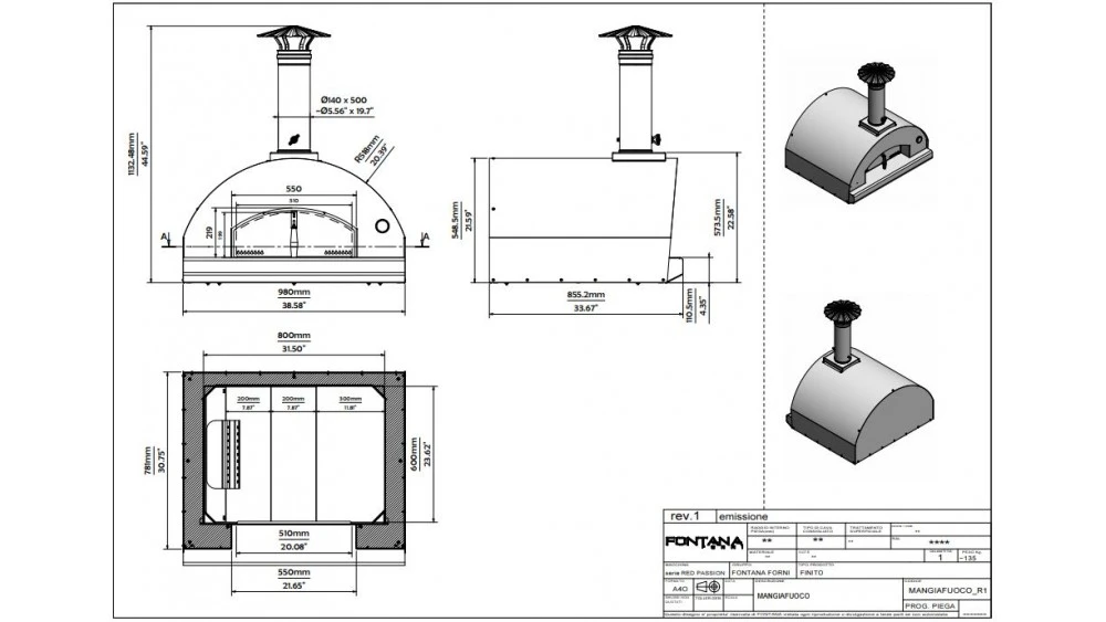 Fontana - Mangiafuoco Built In Gas Pizza Oven - Stainless Steel 4 Fontana - Mangiafuoco Built In Gas Pizza Oven - Stainless Steel - Image 2