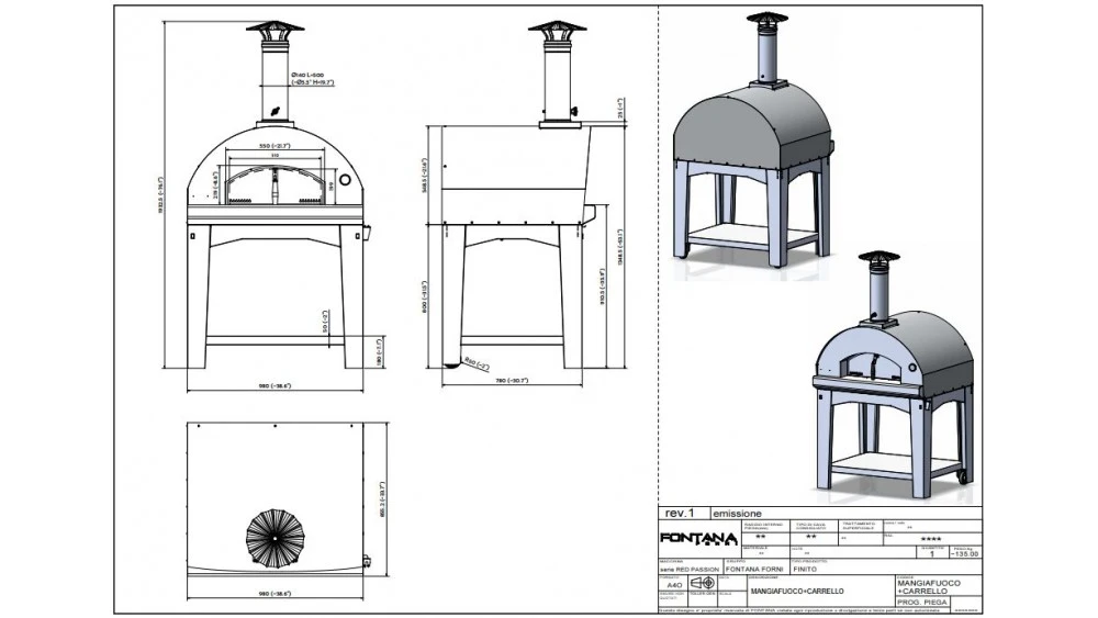 Fontana - Mangiafuoco Gas Pizza Oven With Trolley - Anthracite 4 Fontana - Mangiafuoco Gas Pizza Oven With Trolley - Anthracite - Image 2