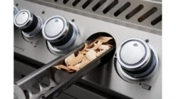 Napoleon Prestige BIPRO825RBIPSS-3-GB-3 Built In Gas BBQ - Free Rotisserie And Cover -Napoleon || Broil King || Cadac Sales pro665 pro825 details wood chip smoker napoleon grills close up 1000x563 1