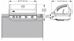 Napoleon Oasis 200 - LEX605 - Island Gas BBQ -Napoleon || Broil King || Cadac Sales ps Dimensions BILEX605RBI 1 1000x563 1